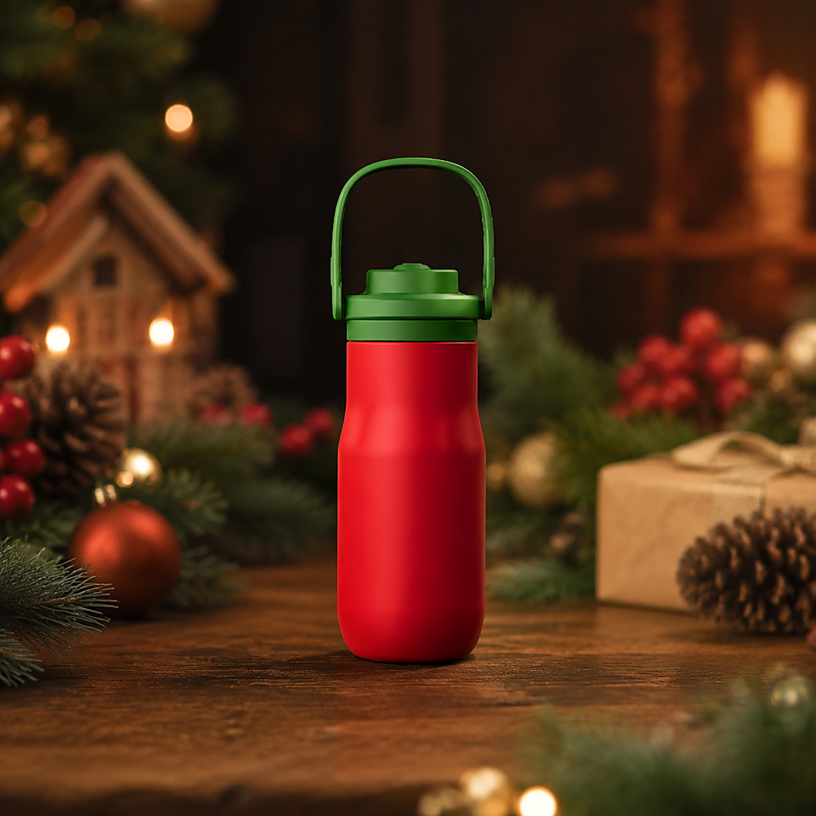 21oz Customizable 304 Stainless Steel Insulated Water Bottle With Carry Handle & Straw Lid