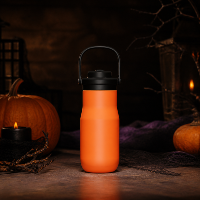 21oz Customizable 304 Stainless Steel Insulated Water Bottle With Carry Handle & Straw Lid
