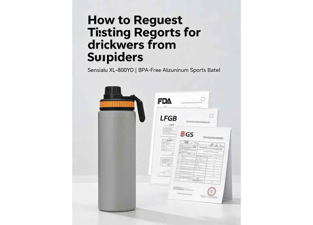 How to request testing reports for drinkware from suppliers?