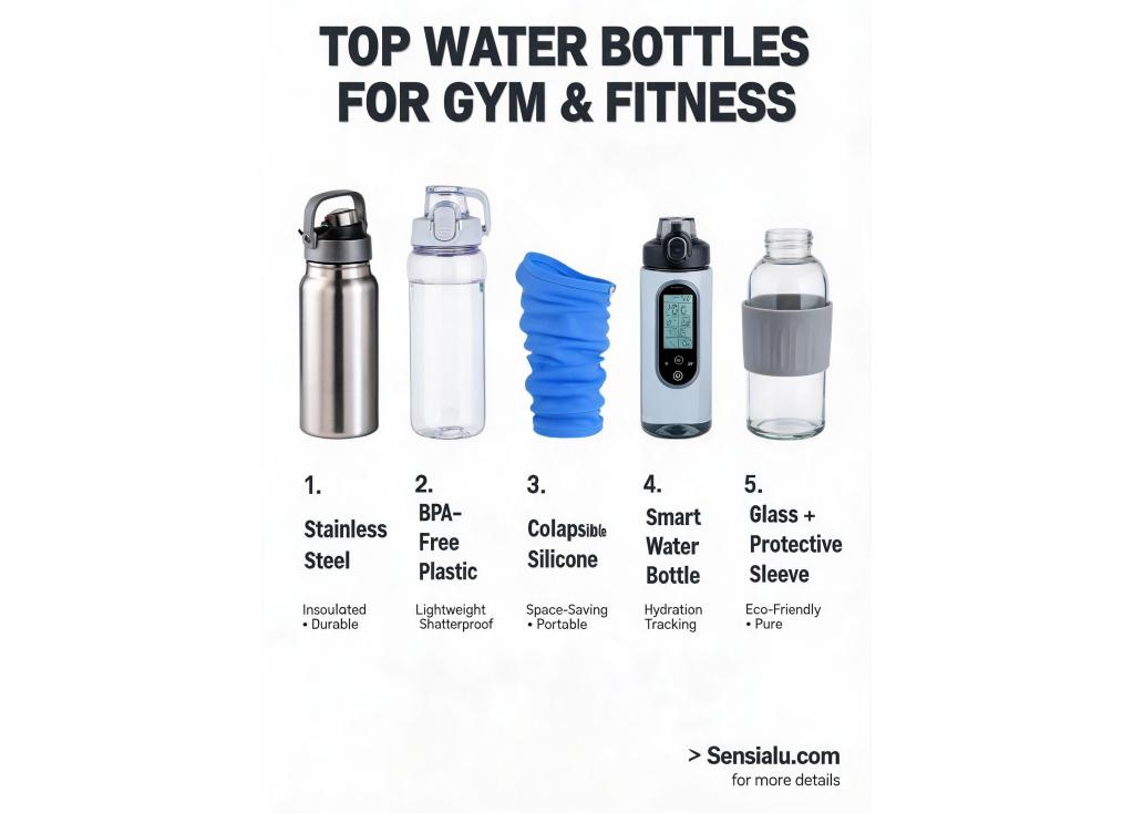 What are the best-selling types of water bottles for gym and fitness centers?