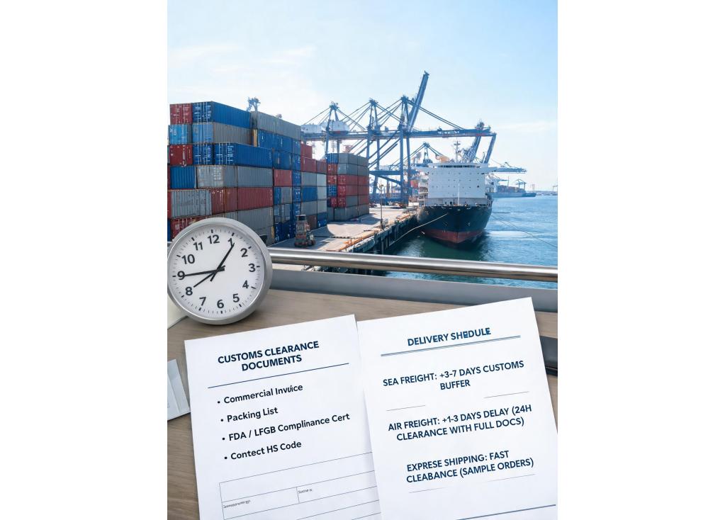How do customs clearance procedures affect delivery schedules for international orders?