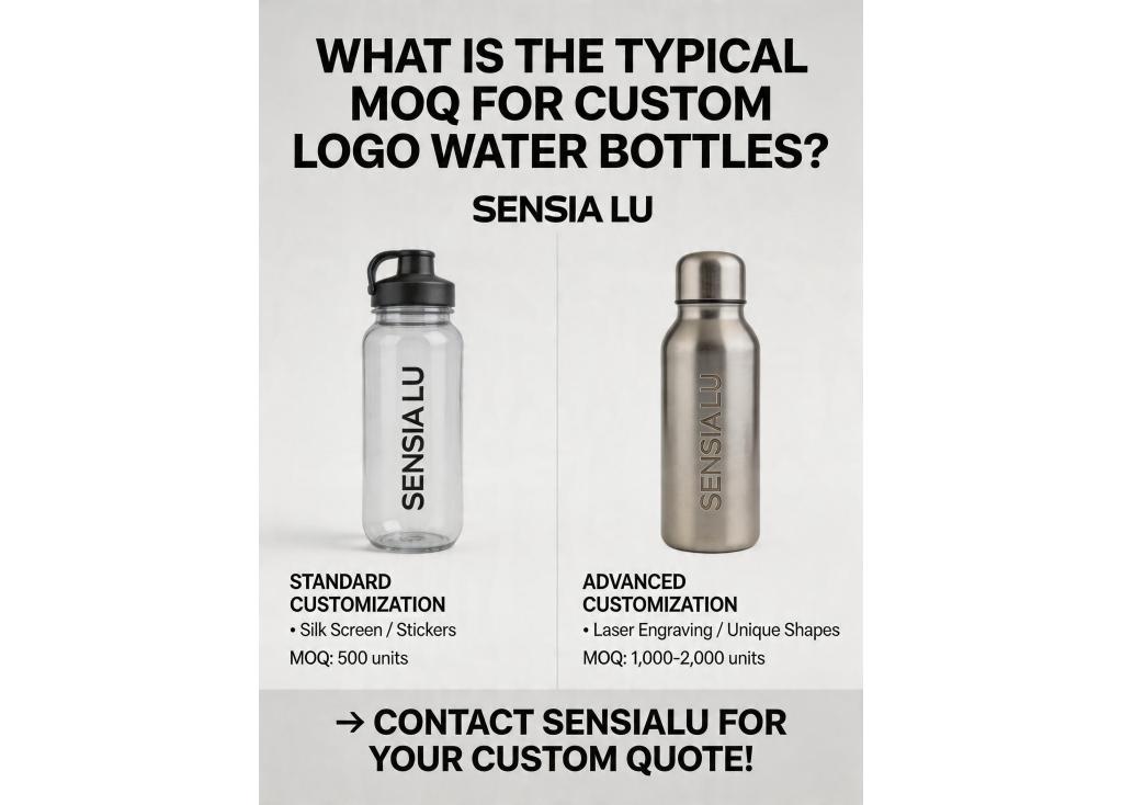 What is the typical minimum order quantity for custom logo water bottles in bulk?