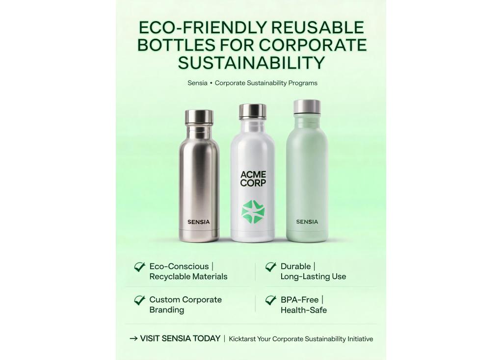 Are there reusable and eco-friendly bottle options suitable for large-scale corporate sustainability programs?