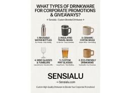 What types of drinkware are most popular for corporate promotions and event giveaways?