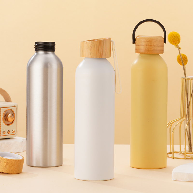 20oz Eco Bamboo Top Aluminum Sports Bottle with String
