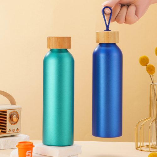 20oz Eco Bamboo Top Aluminum Sports Bottle with String