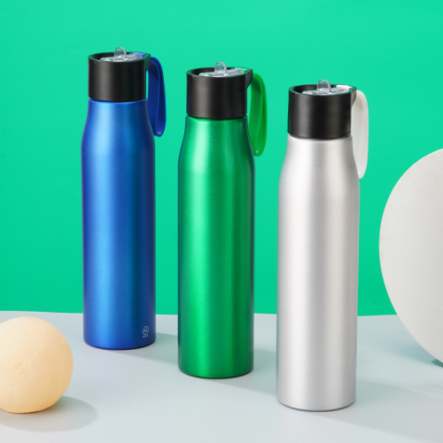 24oz Outdoor Spout-top Silicone-strap Lightweight Aluminum Water Bottle