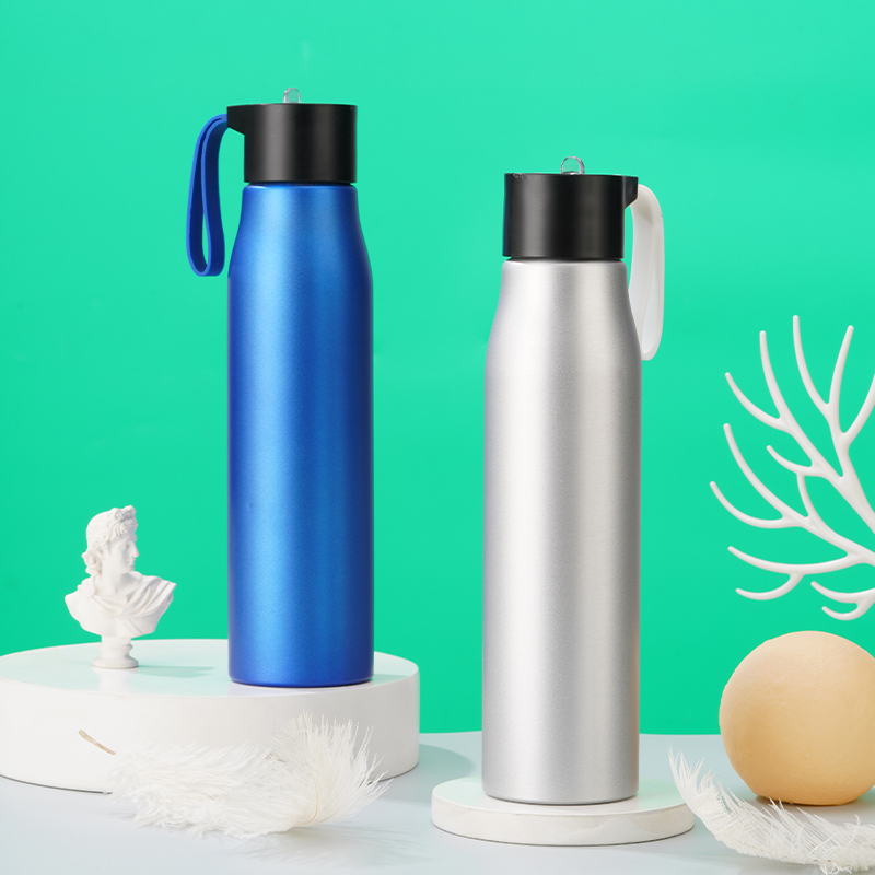 24oz Outdoor Spout-top Silicone-strap Lightweight Aluminum Water Bottle