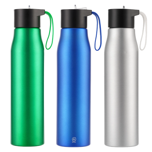 24oz Outdoor Spout-top Silicone-strap Lightweight Aluminum Water Bottle