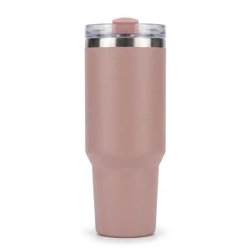 Wholesale 40oz Blush Pink Tumbler with Handle - Insulated Stainless Steel Cup for Car, Office & Daily Use