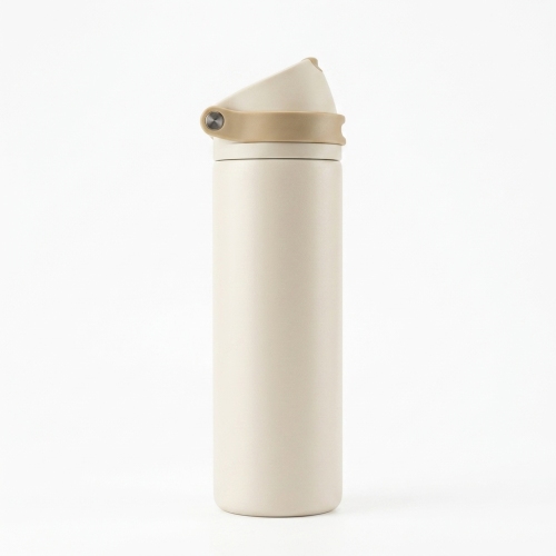 Wholesale 24oz Insulated Water Bottle - Cream & Beige Tone, Leak-Proof Flip Top Flask with Handle for Outdoor, Office & Daily Use