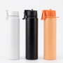 Slim Portable Water Bottle with One-Hand Flip Lid - Matte White/Black/Orange, Easy Fit in Backpack Side Pocket, Insulated for Outdoor & Daily Use