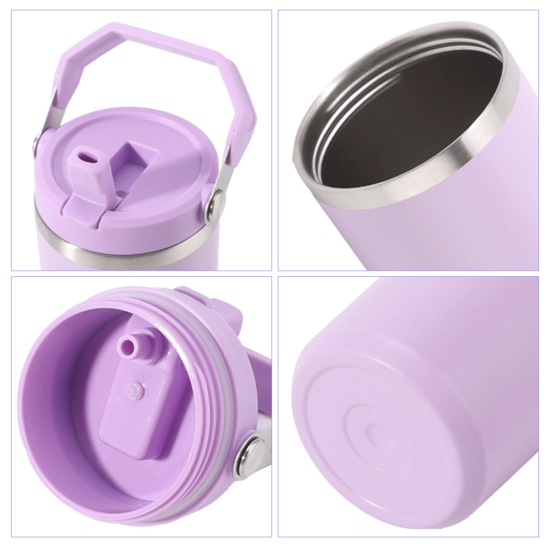 USA Warehouse Hot Pink 30oz Double Wall Stainless Steel Vacuum Powder Coated Tumbler Mugs Water Bottle W/ Flip Handle Lids 6pcs