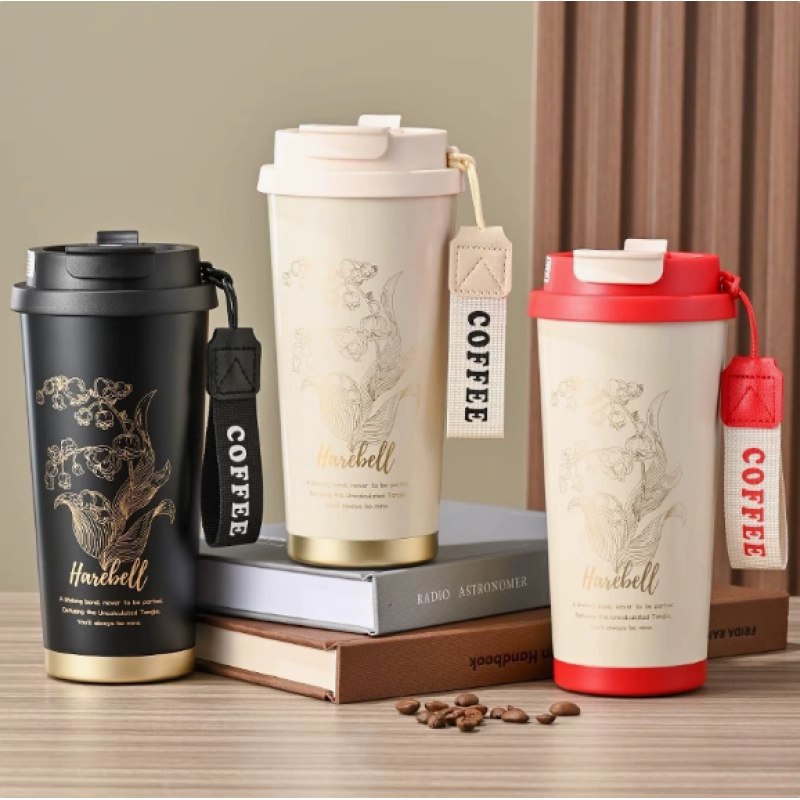 Custom Logo 500ml Coffee Cup 316 Stainless Steel Insulated Bottle with Ceramic Inner Liner Sippy Straw Personalized Milk Tea Mug