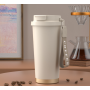 Custom Logo 500ml Coffee Cup 316 Stainless Steel Insulated Bottle with Ceramic Inner Liner Sippy Straw Personalized Milk Tea Mug