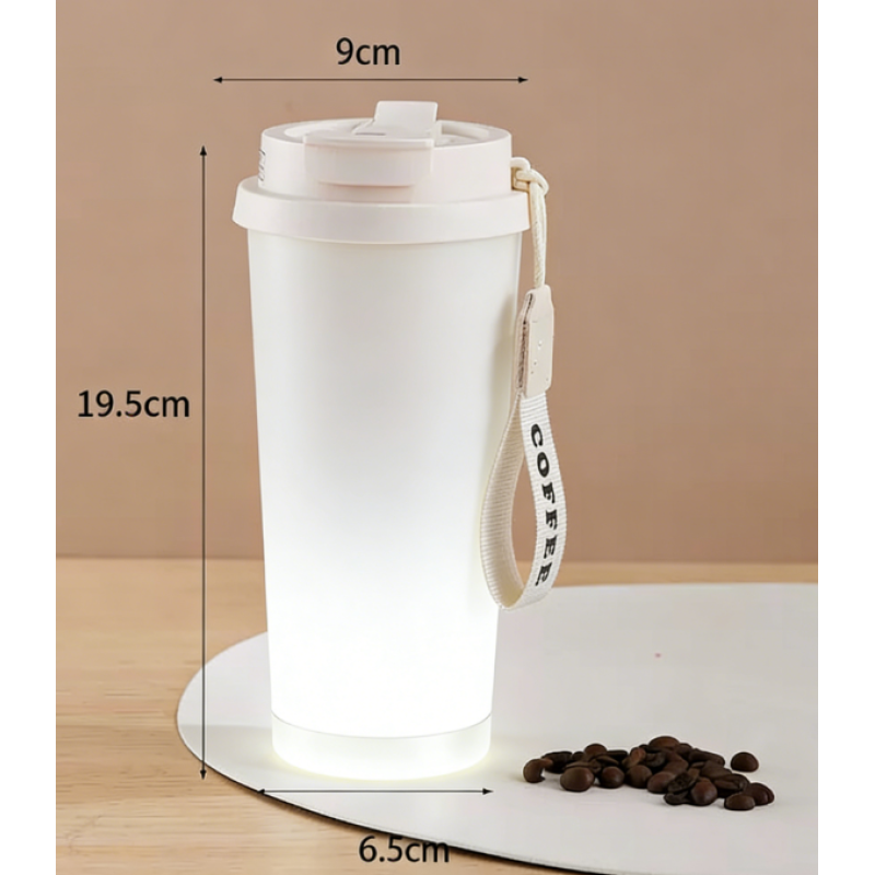 Custom Logo 500ml Coffee Cup 316 Stainless Steel Insulated Bottle with Ceramic Inner Liner Sippy Straw Personalized Milk Tea Mug