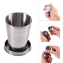 304 Stainless Steel Camping Mug Folding Cup Portable Outdoor Travel Demountable Collapsible Water Cup With Keychain
