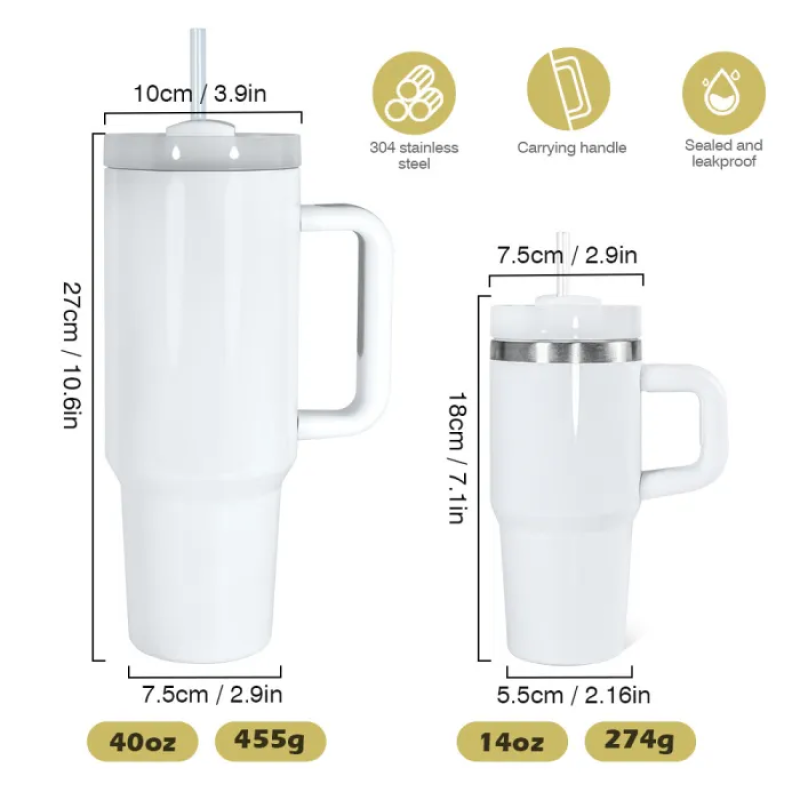 RTS 25PCS/ctn 14oz Kids Stainless Steel Vacuum Sublimation White with White Lid Tumbler Outdoor Water Bottle