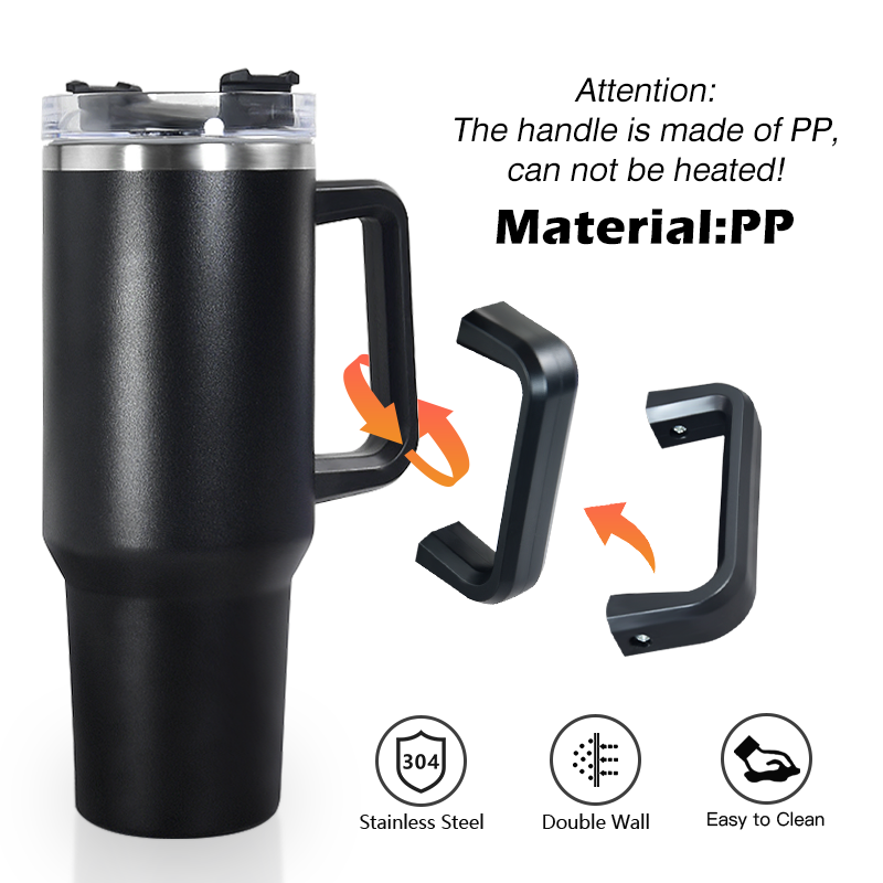 Custom Logo H1.0 40 oz Double Walled Insulated Vacuum Stainless Steel 40oz Tumbler Personalized Mug With Straw Handle and Lid