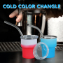 China RTS Cold Color Change 2.5oz Mini Shot Glass Tumbler Single Wall Stainless Steel Mini Cup with Metal Straw and White Box