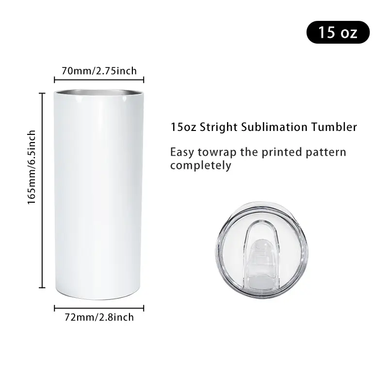 RTS USA Warehouse in Stocked DIY Sublimation Blanks 15oz Sublimation Straight Tumbler With Straw 25pcs/ctn