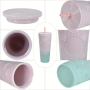 Custom BPA Free 24oz Plastic Double Wall Cup Mixed Colors Reusable Water Cup Double Wall Plastic Cup with Straw
