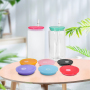 RTS US Warehouse 80pcs/ctn Colored Replacement Plastic Lids for 16oz Glass clear Frosted Cups Glass Can Tumbler Mugs Flask