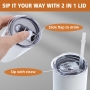 Factory Wholesale Sublimation White 12oz 15oz 20oz 30oz Straight Double Walled Vacuum Stainless Steel Tumbler with Slide Lid