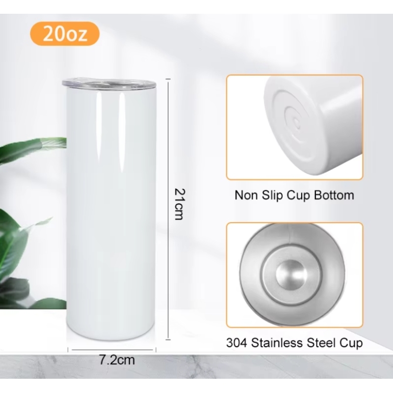 Factory Wholesale Sublimation White 12oz 15oz 20oz 30oz Straight Double Walled Vacuum Stainless Steel Tumbler with Slide Lid
