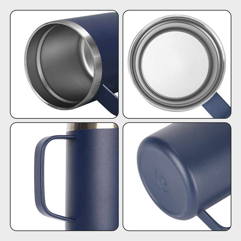 Custom Logo 14oz Stainless Steel Coffee Mug Spray Painted Insulated Tumbler Double Wall Car Travel Handle Water Bottle Metal Cup