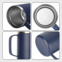Custom Logo 14oz Stainless Steel Coffee Mug Spray Painted Insulated Tumbler Double Wall Car Travel Handle Water Bottle Metal Cup