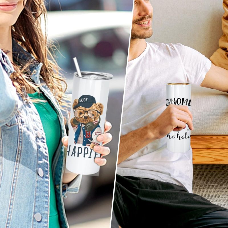 RTS USA Free Shipping 20oz Sublimation Blank Tumblers Bulk Flat Edge Skinny Straight Stainless Steel Blanks Cups Individual Box
