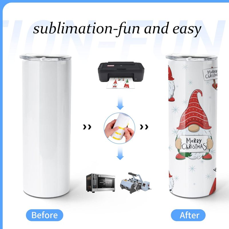RTS USA Free Shipping 20oz Sublimation Blank Tumblers Bulk Flat Edge Skinny Straight Stainless Steel Blanks Cups Individual Box