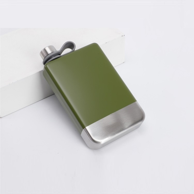 Custom 9oz Hip Flask Stainless Steel SS304 Spray Painted Whisky Flasks Square Portable  Flat Alcohol Outdoor Traveling Hip Flask