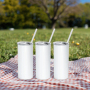RTS USA Warehouse Sublimation Blanks 15oz Sublimation Glossy Straight Tumbler With Plastic Straw 25pcs/ctn Free Shipping