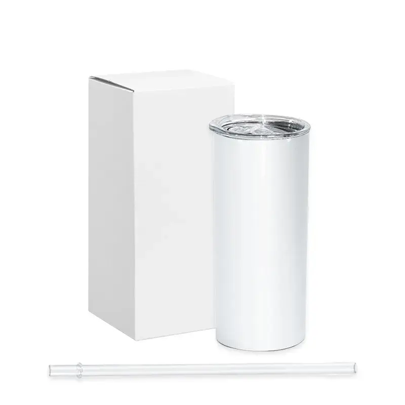 RTS USA Warehouse Sublimation Blanks 15oz Sublimation Glossy Straight Tumbler With Plastic Straw 25pcs/ctn Free Shipping