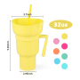 World Hot Sale 32oz 2 in 1 Travel Cup Leak Proof Portable Reusable Snack Other Drinking Tumbler Cup With Bowl Top and Straw