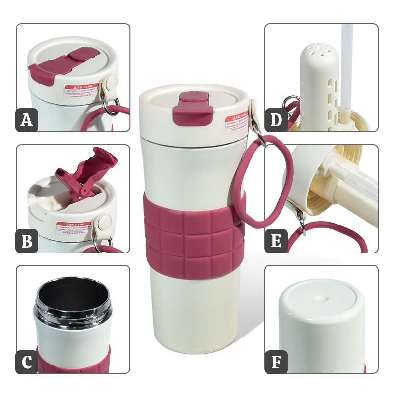 In Stock 20oz/600ml Double-Walled Stainless Steel Students Teens Travel Tumbler with Rope New Design with Straws