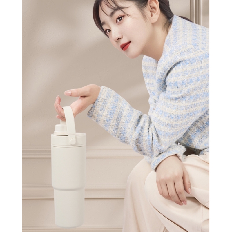 New 735ml Tumbler Portable Coffee Mug Stainless Steel Vacuum Powder Coated Outdoor Water Bottle with Handle Leak Proof  Lids