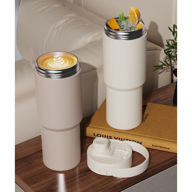New 735ml Tumbler Portable Coffee Mug Stainless Steel Vacuum Powder Coated Outdoor Water Bottle with Handle Leak Proof  Lids