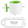 T Shape Handle Ceramic Mug 8oz Inner Color Coffee Mugs Custom Logo Water Cup Printed Sublimation Ceramic Mug for DIY Printing