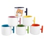 T Shape Handle Ceramic Mug 8oz Inner Color Coffee Mugs Custom Logo Water Cup Printed Sublimation Ceramic Mug for DIY Printing