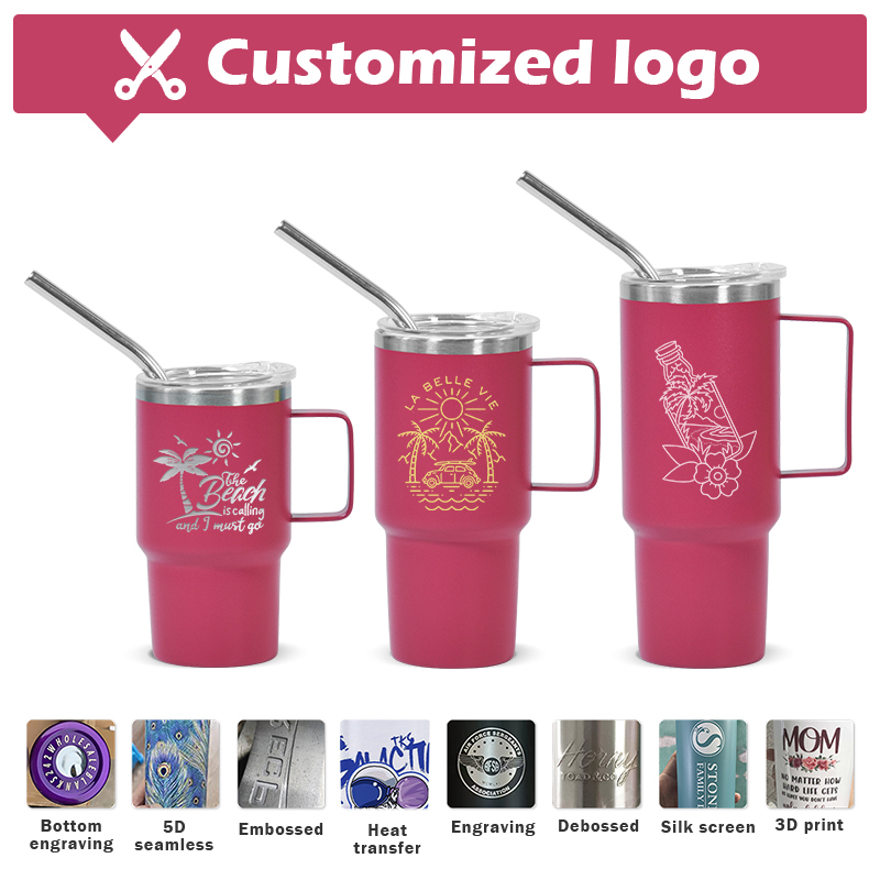 Custom Logo 3oz 4oz 5oz Mini Shot Glass Tumbler Double Wall Stainless Steel Insulated Cup with Metal Straw Lid and Handle