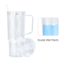 RTS Hole Pre-drilled Mug with Handle Unbreakable 40oz Double Wall Transparent Clear Acrylic Snow Globe Tumbler Bottle BPA Free