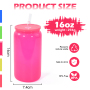 Glass Jars with Lid 16oz Neon Glasses Mix 4 Colors Blank Sublimation Glass Cans Glass Tumblers with Colorful PP Lid and Straw