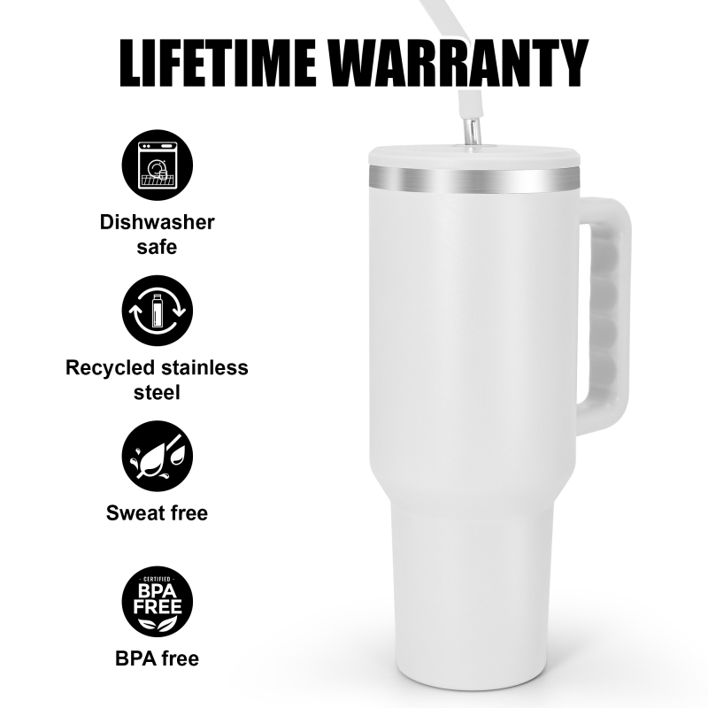 RTS US 20pcs/ctn 40 oz Tumbler with Handle, Insulated Tumblers with Lid and Straw, Large Metal Sports Water Bottle Jug
