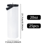 Blank 20oz Sport Lid Skinny Sublimation Tumbler Straight Stainless Steel Tumbler with Screw Handle Lid