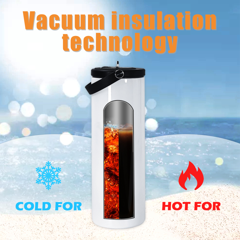 Blank 20oz Sport Lid Skinny Sublimation Tumbler Straight Stainless Steel Tumbler with Screw Handle Lid