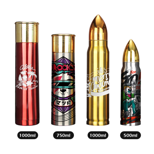Wholesale and Custom logo 500ml and 1000ml Insulated 304 Bullet Stainless Steel Tumbler Creative Design