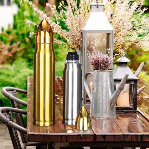 Wholesale and Custom logo 500ml and 1000ml Insulated 304 Bullet Stainless Steel Tumbler Creative Design